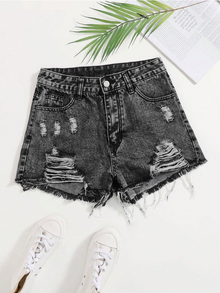 Novos Shorts Jeans Femininos V - Shorts Denim Frayed avaliação e preço