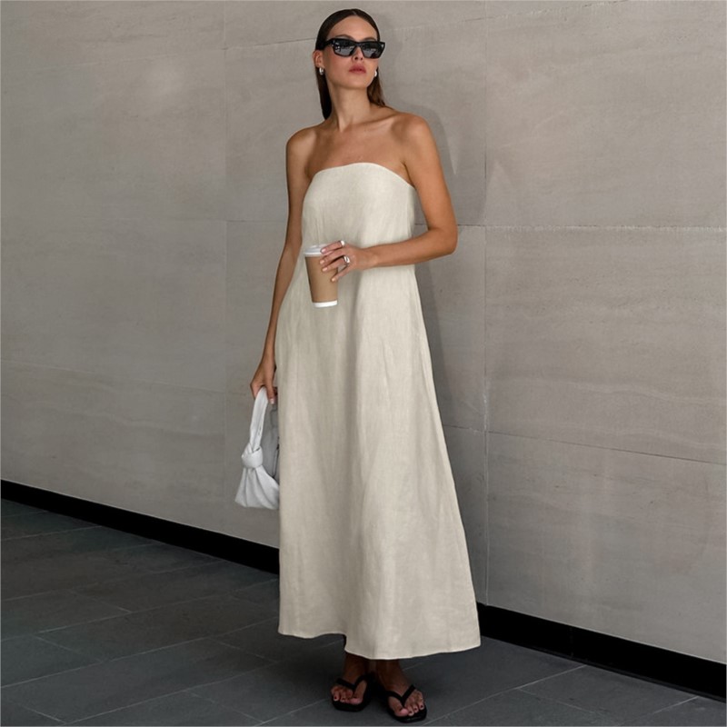 Moda elegante design simples s - Linen Dress Wrap avaliação e preço
