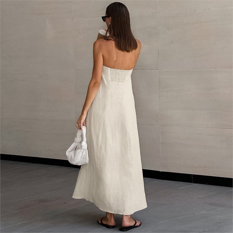 Moda elegante design simples s - Linen Dress Wrap avaliação e preço