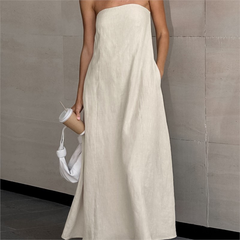 Moda elegante design simples s - Linen Dress Wrap avaliação e preço