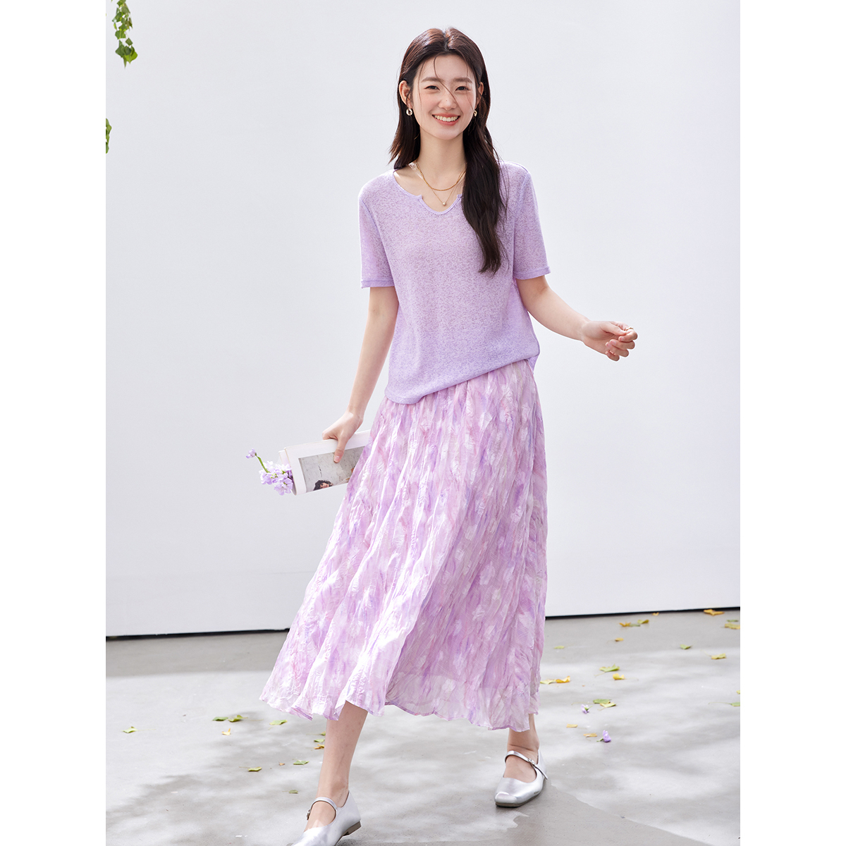 Conjunto de Saia com Estampa F - Midi Skirt Floral avaliação e preço