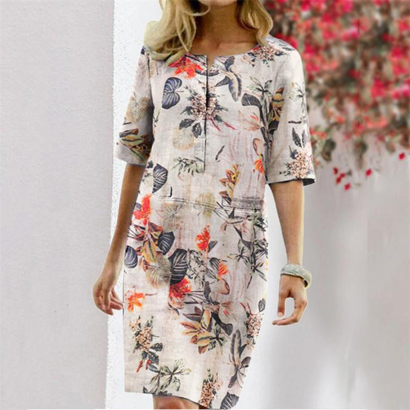 Vestido Feminino de Verão em A - Linen Dress Wrap avaliação e preço