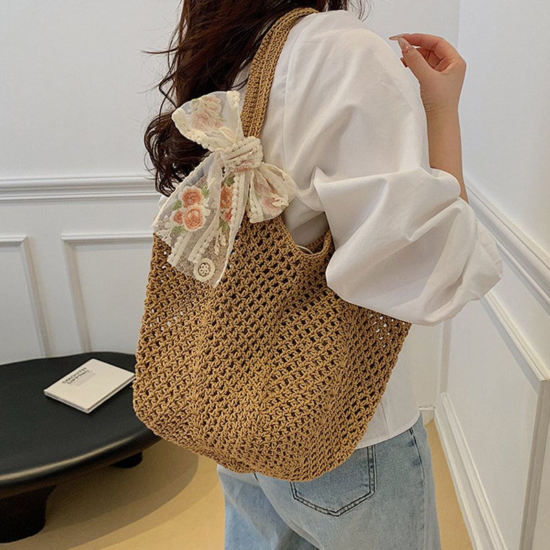 Bolsa Tote Feminina de Verão c - Crochet Bag Raffia avaliação e preço