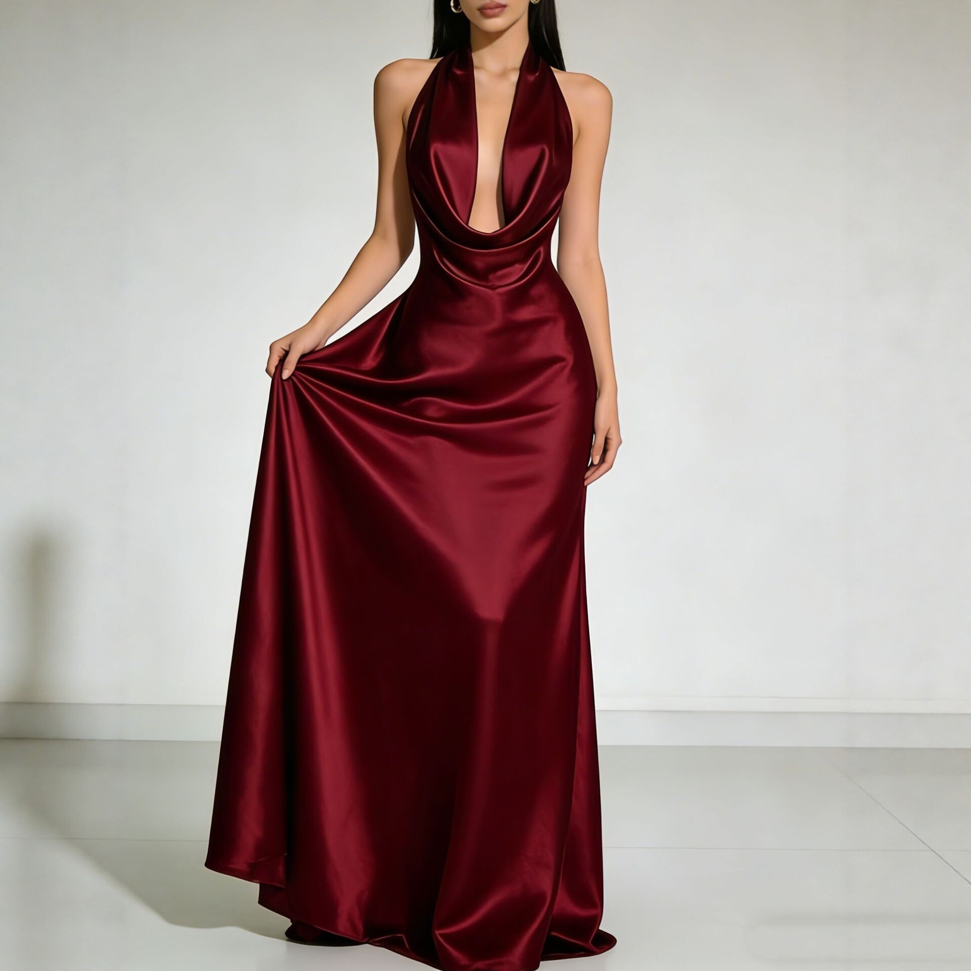 Vestidos Elegantes para Festas - Maxi Dress Halter avaliação e preço