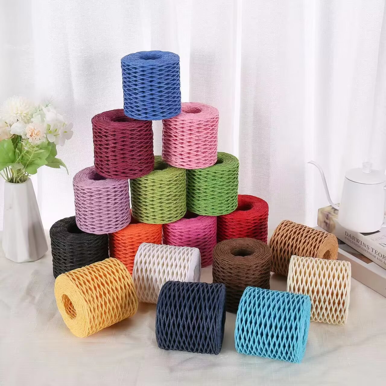 190g de fio de ráfia, fio de p - Crochet Bag Raffia avaliação e preço