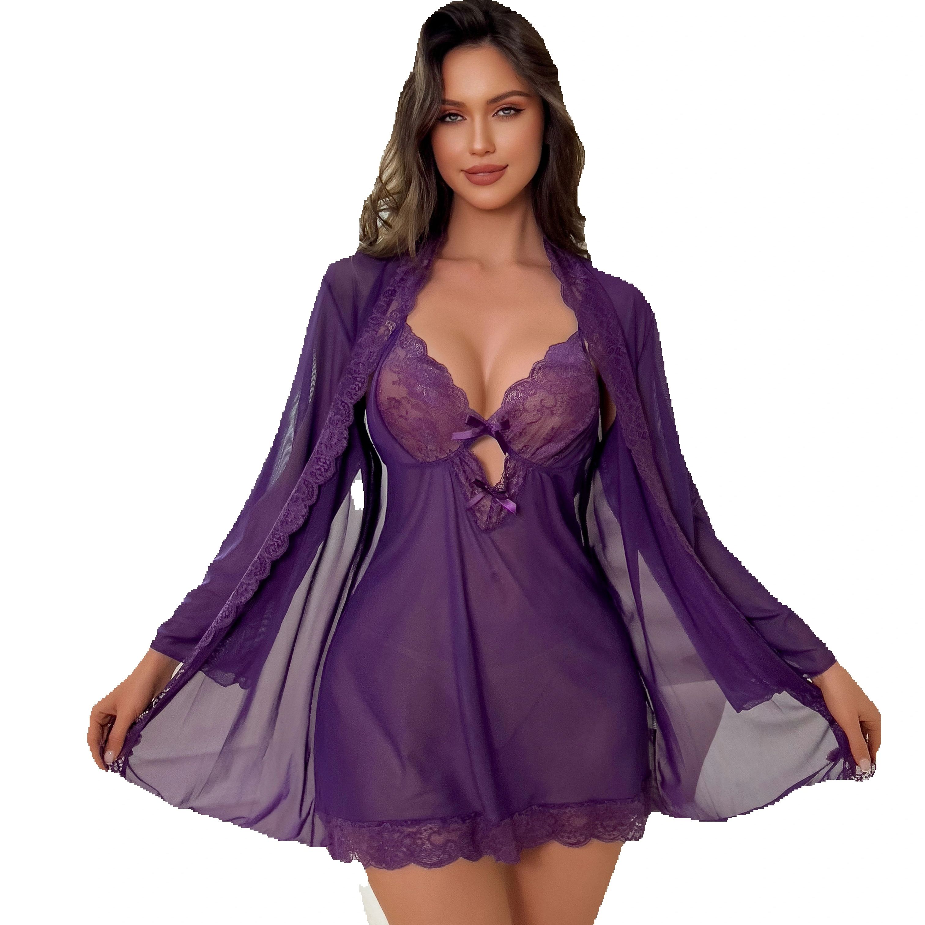 Conjunto de Lingerie Sexy Femi - Kimono Sheer Floral avaliação e preço