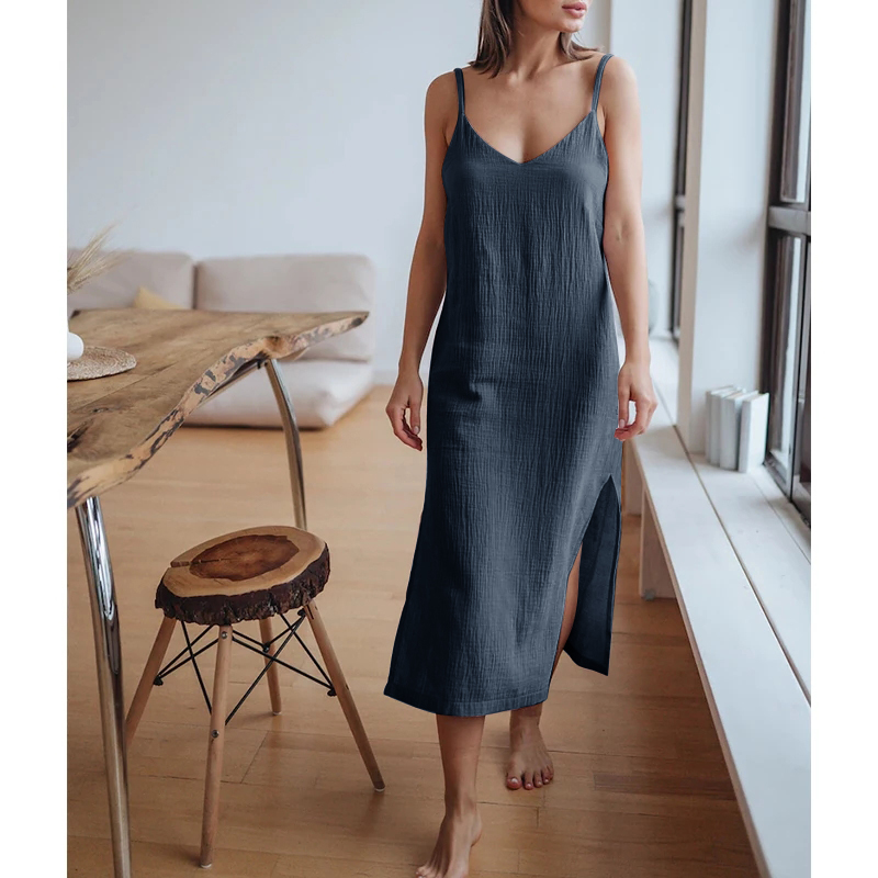 Vestido de musselina sem manga - Linen Dress Wrap avaliação e preço