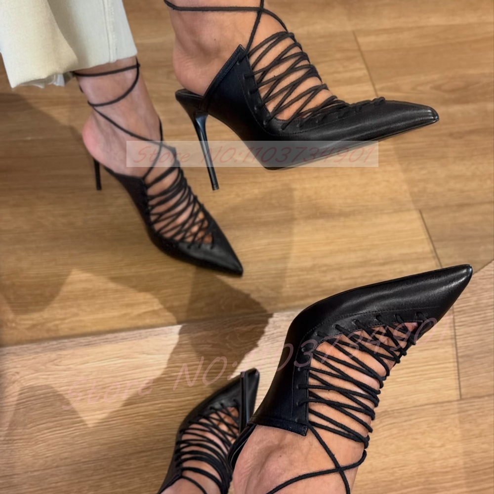 Sandálias Pretas de Couro com  - Sandal Strappy Heeled avaliação e preço