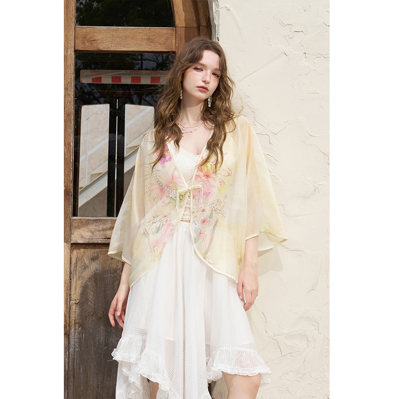 ELFSACK Nova Jaqueta Kimono Ch - Kimono Sheer Floral avaliação e preço