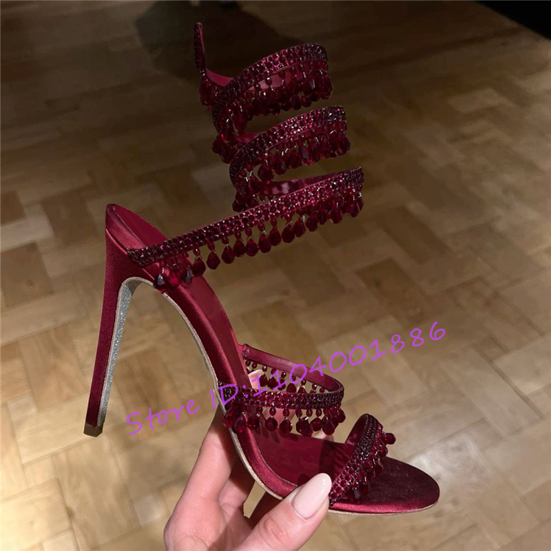 Strass forma de cobra tornozel - Sandal Strappy Heeled avaliação e preço