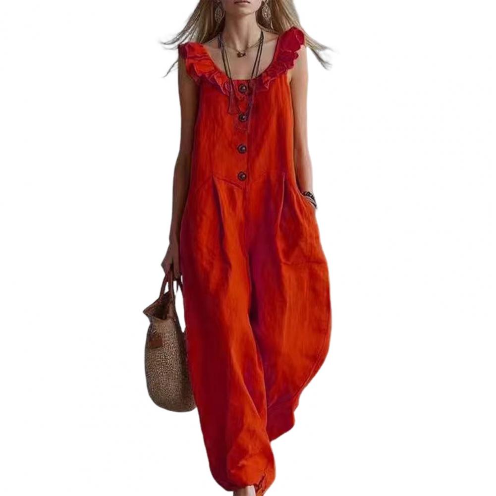 Macacão feminino com babados e - Jumpsuit Linen Relaxed avaliação e preço