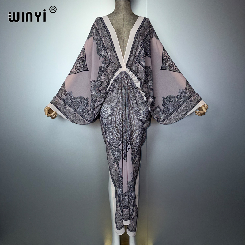 Vestido Sexy com Decote em V W - Cover Up Kaftan avaliação e preço