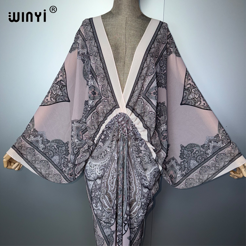 Vestido Sexy com Decote em V W - Cover Up Kaftan avaliação e preço