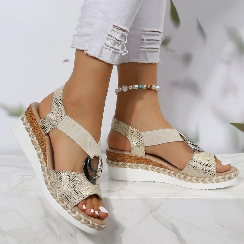 Sandálias de cunha com fivela  - Wedge Espadrille Women avaliação e preço