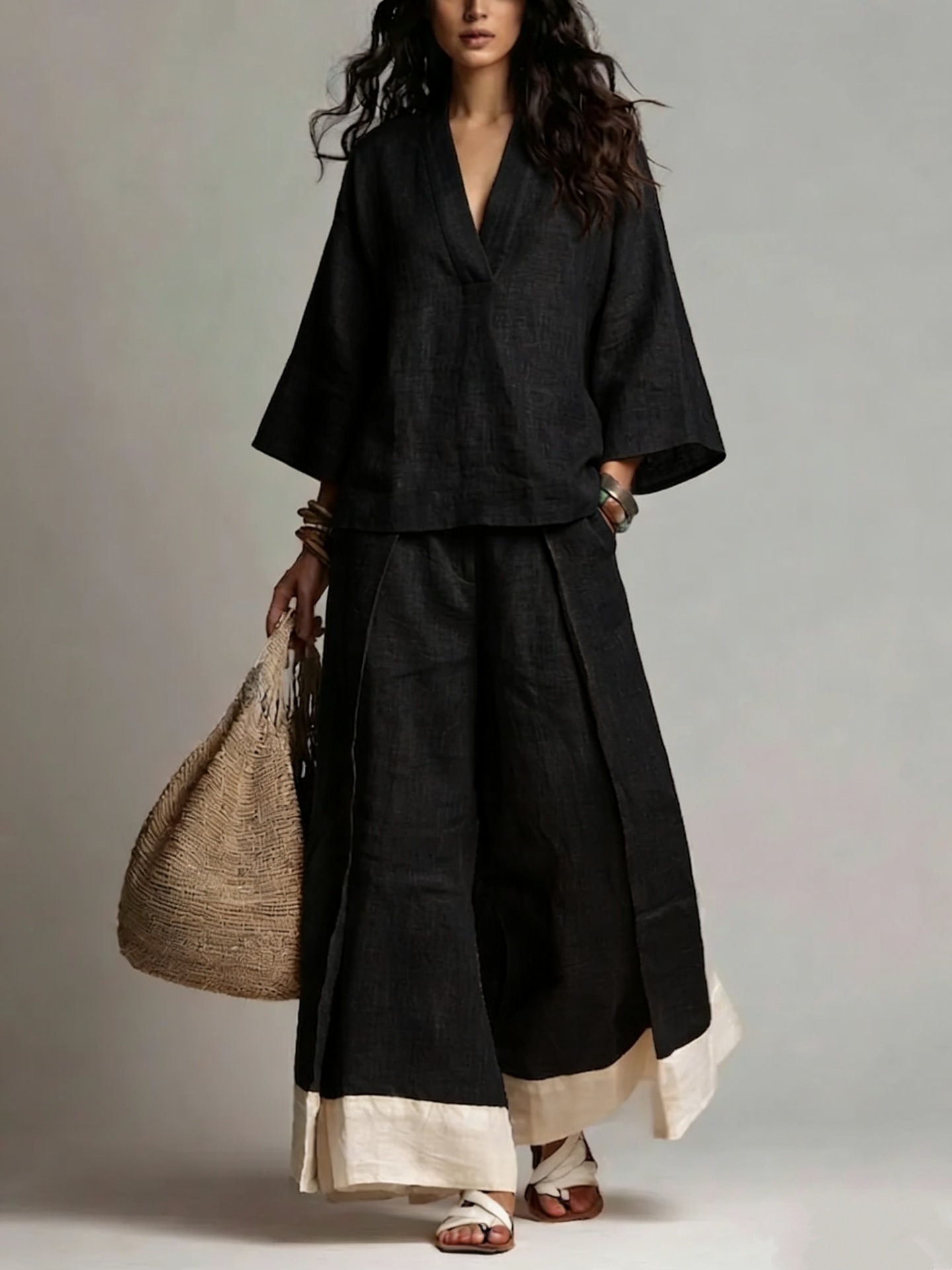Conjunto Feminino de Verão em  - Linen Pant Wide avaliação e preço