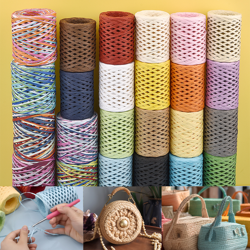 100m fio de palha de ráfia nat - Crochet Bag Raffia avaliação e preço