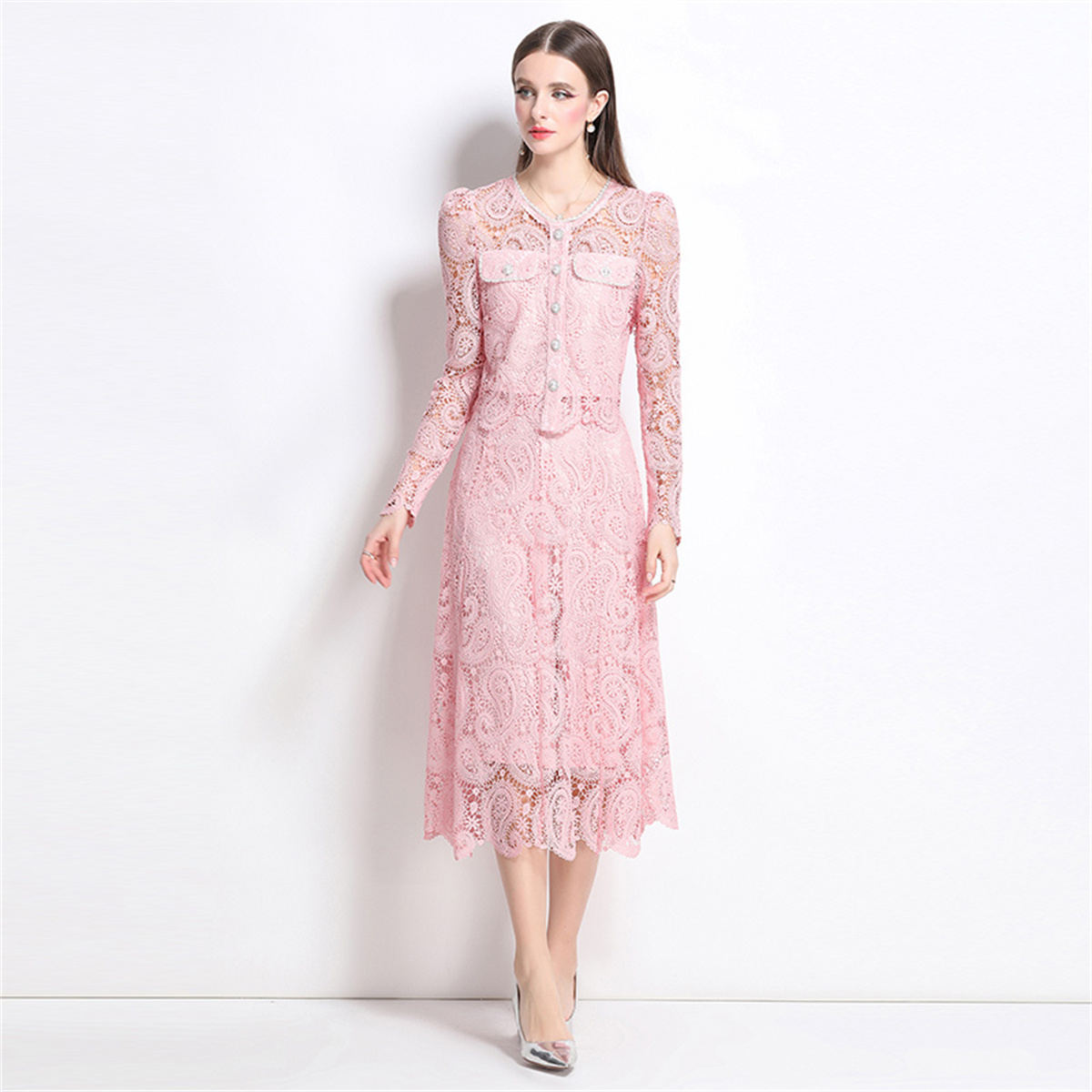 Primavera doce renda flor bord - Midi Skirt Floral avaliação e preço