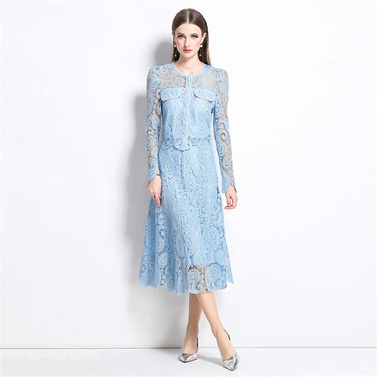 Primavera doce renda flor bord - Midi Skirt Floral avaliação e preço
