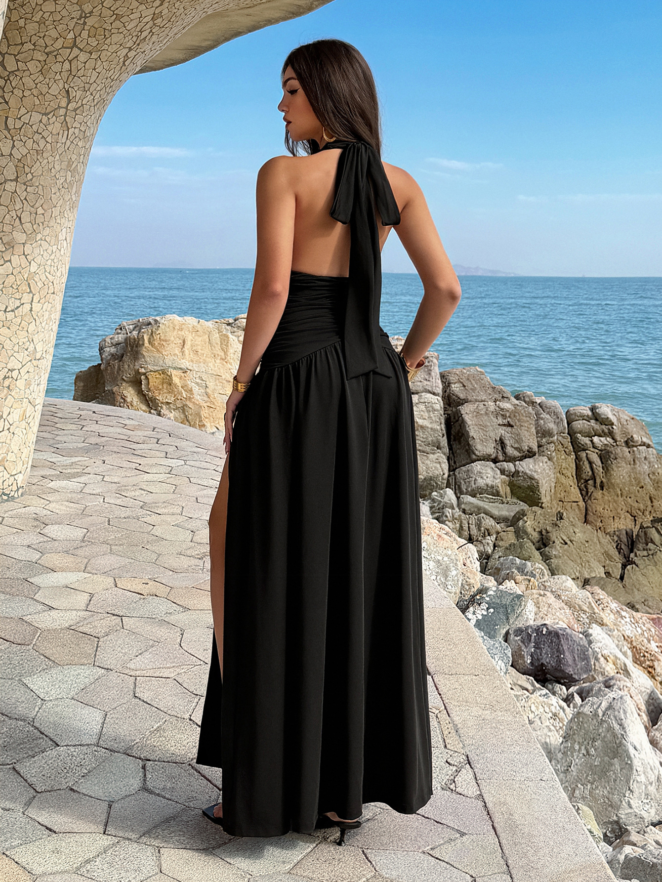 Vestido Feminino em 2 Cores, V - Maxi Dress Halter avaliação e preço