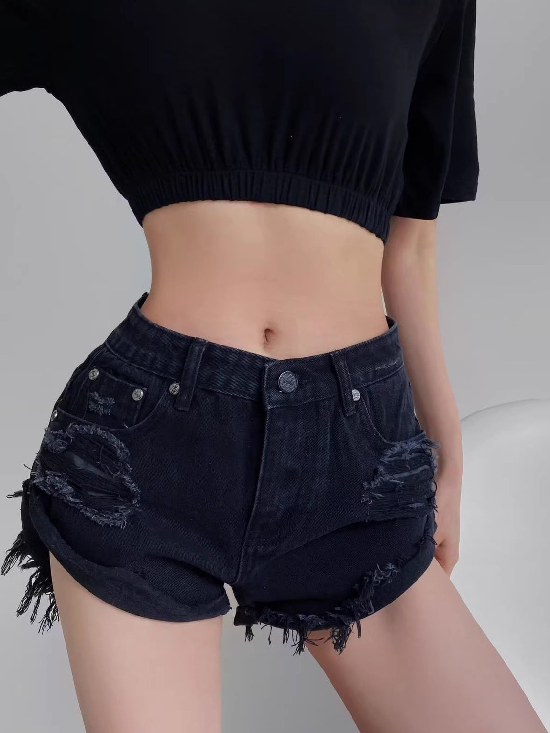 Shorts Jeans Feminino Y2K de C - Shorts Denim Frayed avaliação e preço