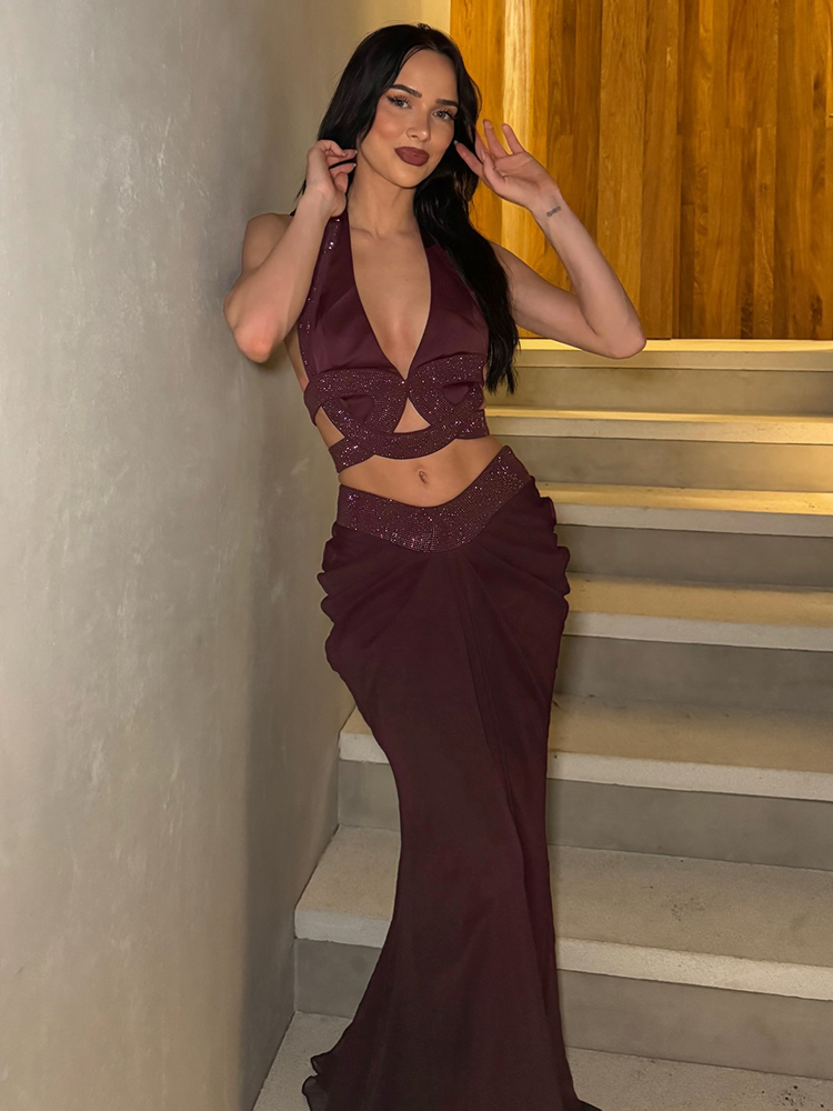 Vestido Maxi de Duas Peças em  - Maxi Dress Halter avaliação e preço
