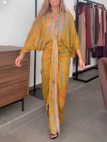 Vestido de Verão Feminino em L - Linen Dress Wrap avaliação e preço