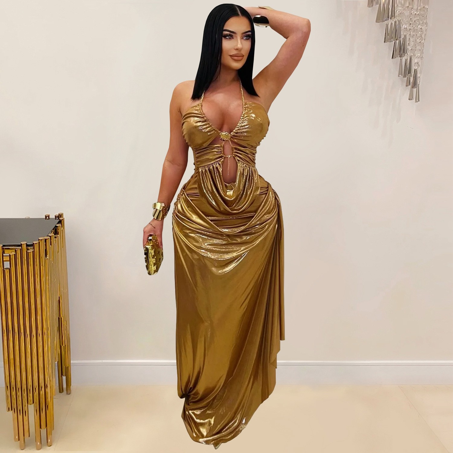Vestido de Festa para Convidad - Maxi Dress Halter avaliação e preço