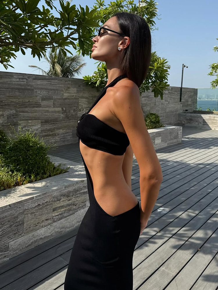 Estranho gato sexy conjunto de - Maxi Dress Halter avaliação e preço