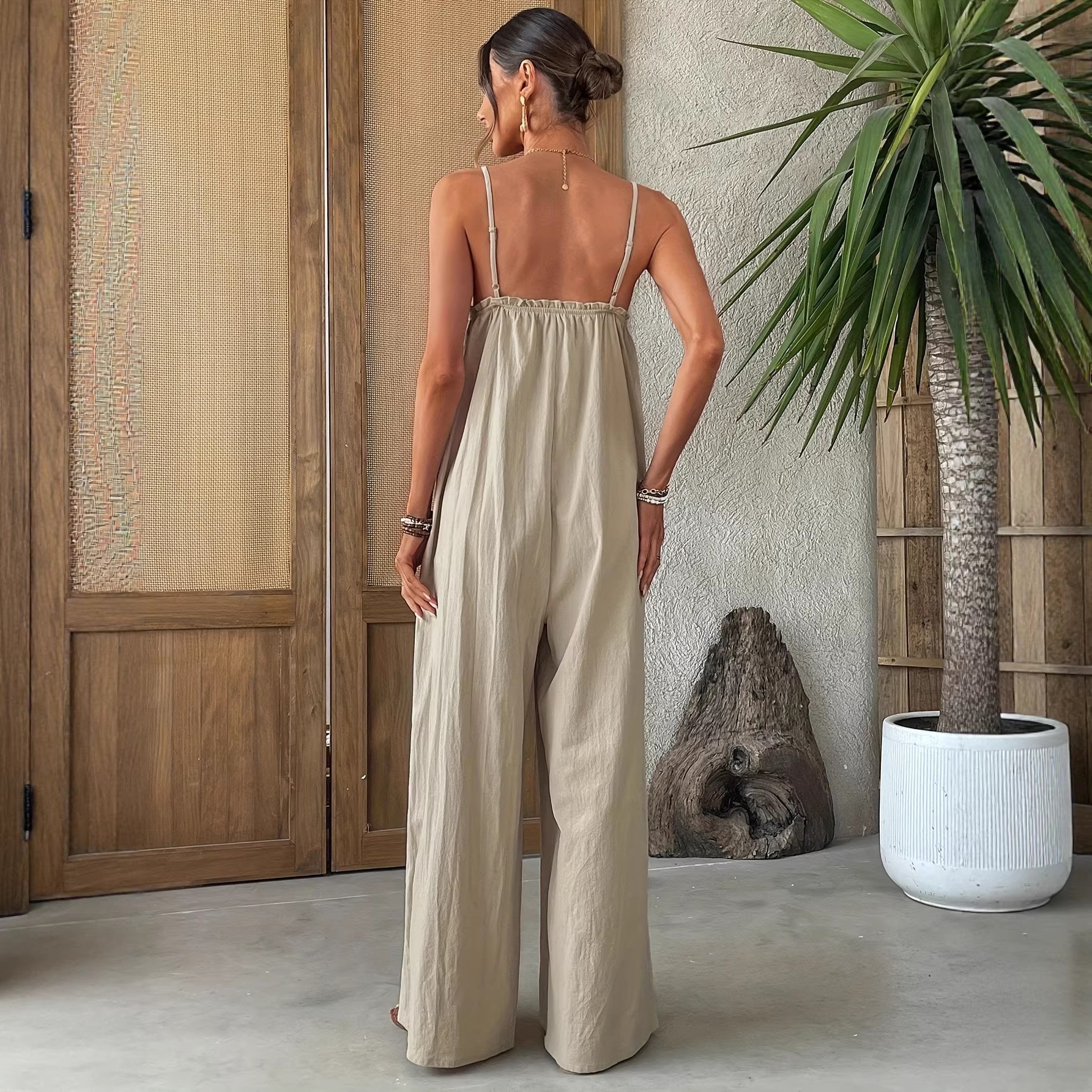 Macacão Feminino de Verão Sem  - Jumpsuit Linen Relaxed avaliação e preço