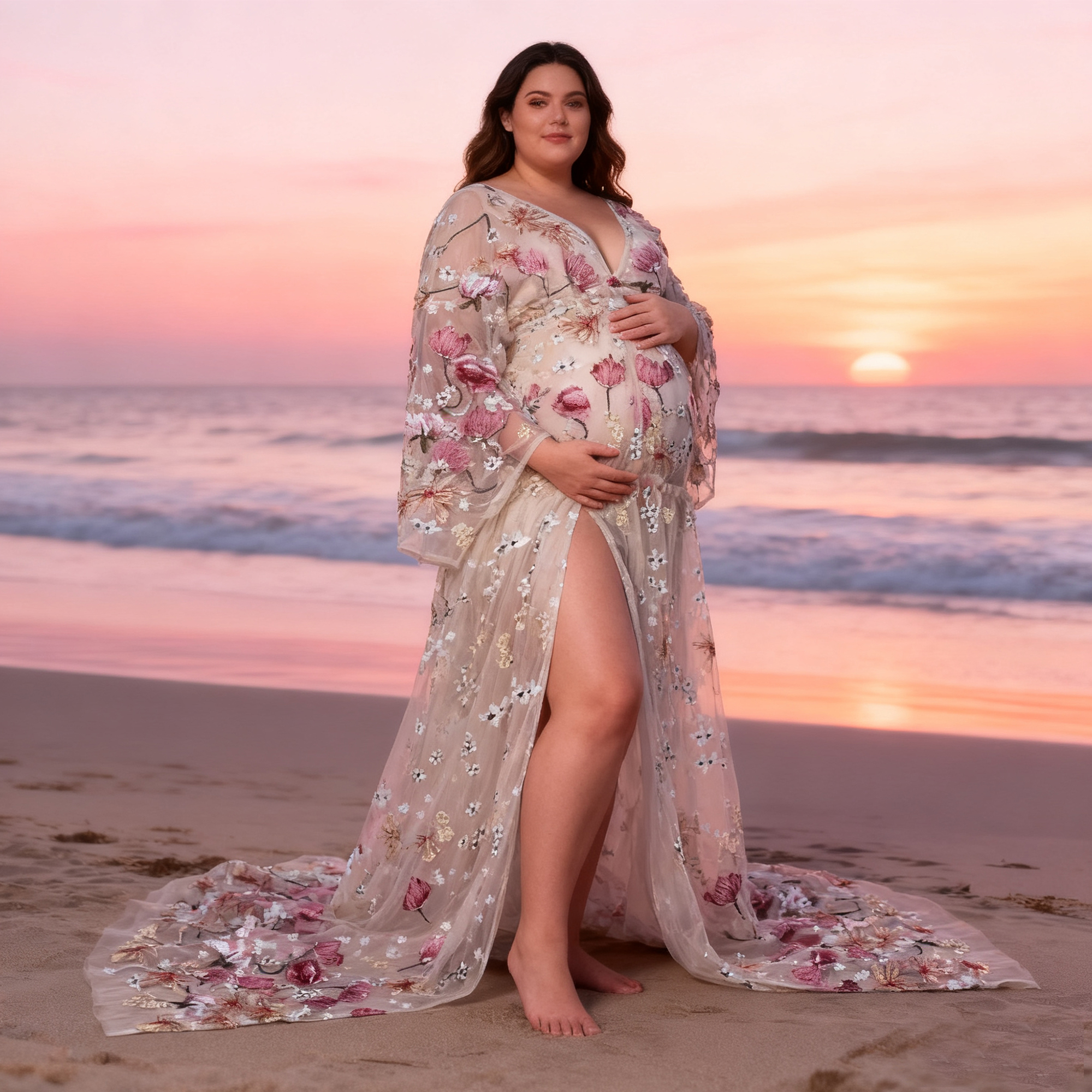 Vestido de Festa Estilo Quimon - Kimono Sheer Floral avaliação e preço