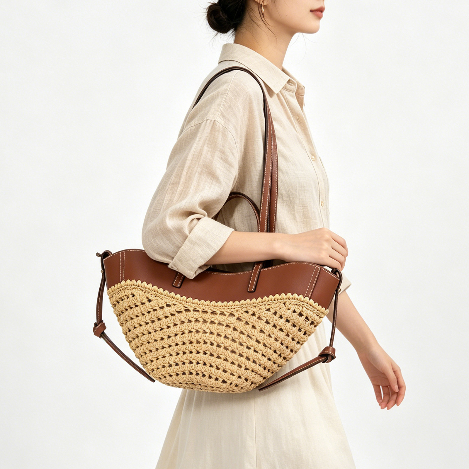 Bolsa Tote Feminina de Grande  - Crochet Bag Raffia avaliação e preço
