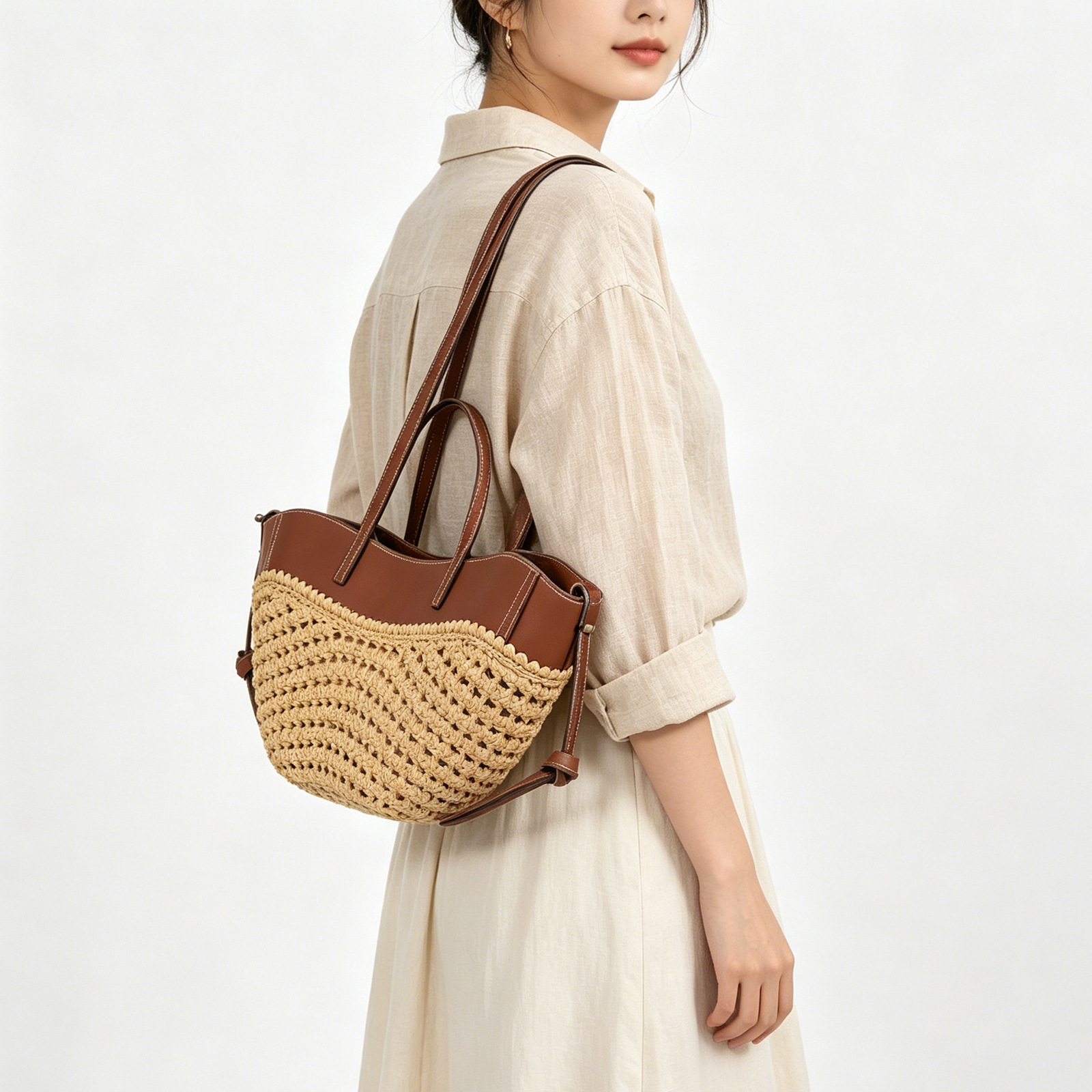 Bolsa Tote Feminina de Grande  - Crochet Bag Raffia avaliação e preço