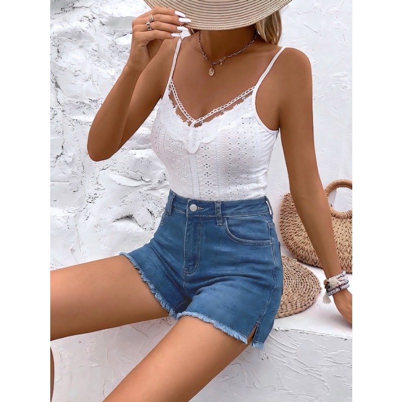 Shorts Jeans Femininos de Cint - Shorts Denim Frayed avaliação e preço