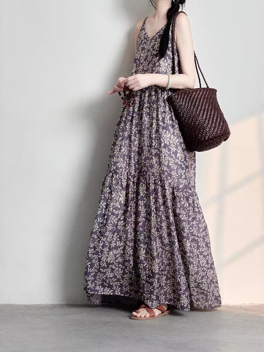 Vestido Longo Feminino Estilo  - Linen Dress Wrap avaliação e preço
