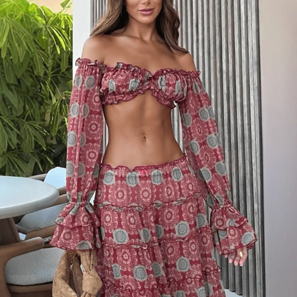Conjunto de Saia com Estampa V - Romper Floral Print avaliação e preço