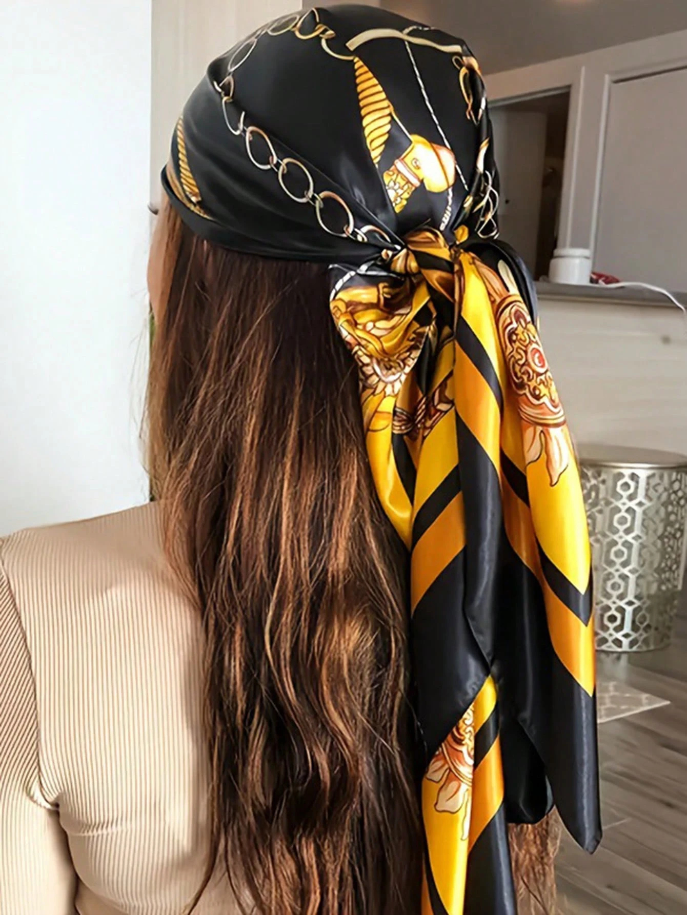 Luxo 90*90cm vintage corrente  - Headband Summer Knit avaliação e preço