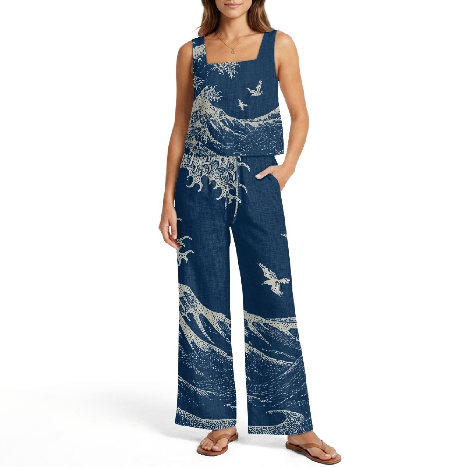 INSTANTARTS Conjunto de colete - Linen Pant Wide avaliação e preço