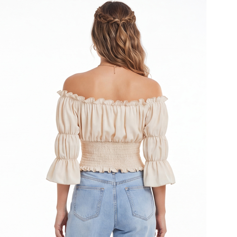Blusa Renascentista Feminina c - Blouse Off Shoulder avaliação e preço