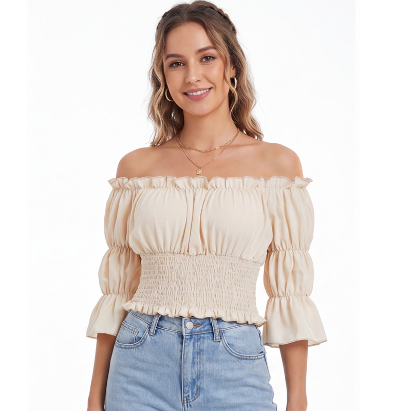 Blusa Renascentista Feminina c - Blouse Off Shoulder avaliação e preço