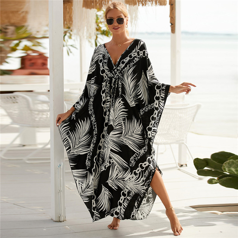 Feminino plus size estampa ani - Cover Up Kaftan avaliação e preço