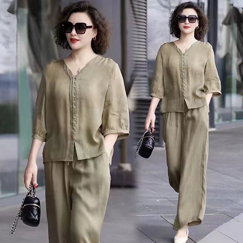 Conjunto feminino de duas peça - Linen Pant Wide avaliação e preço