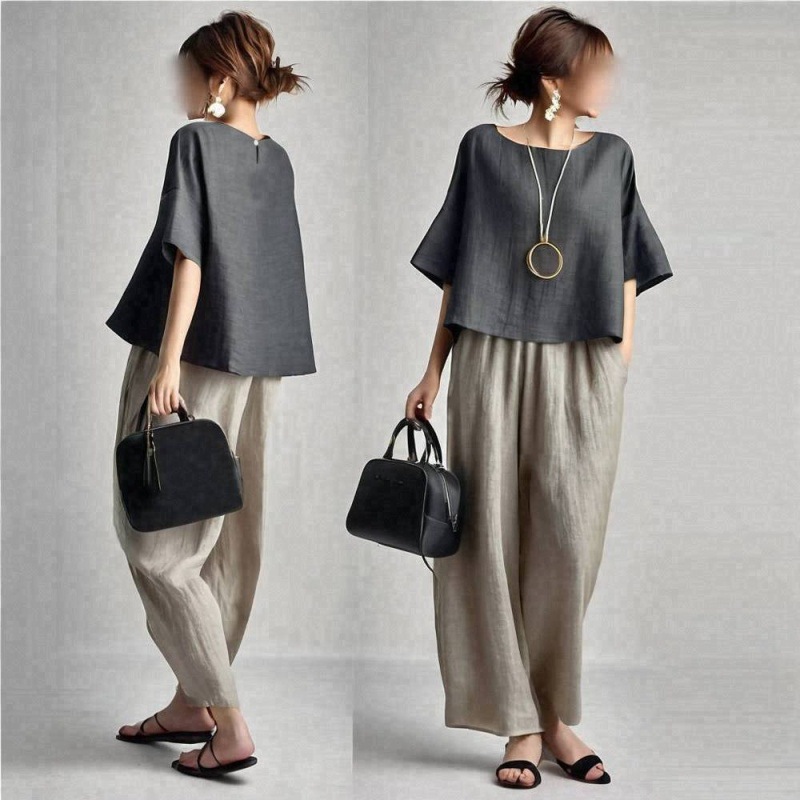 Conjunto Feminino de Duas Peça - Linen Pant Wide avaliação e preço
