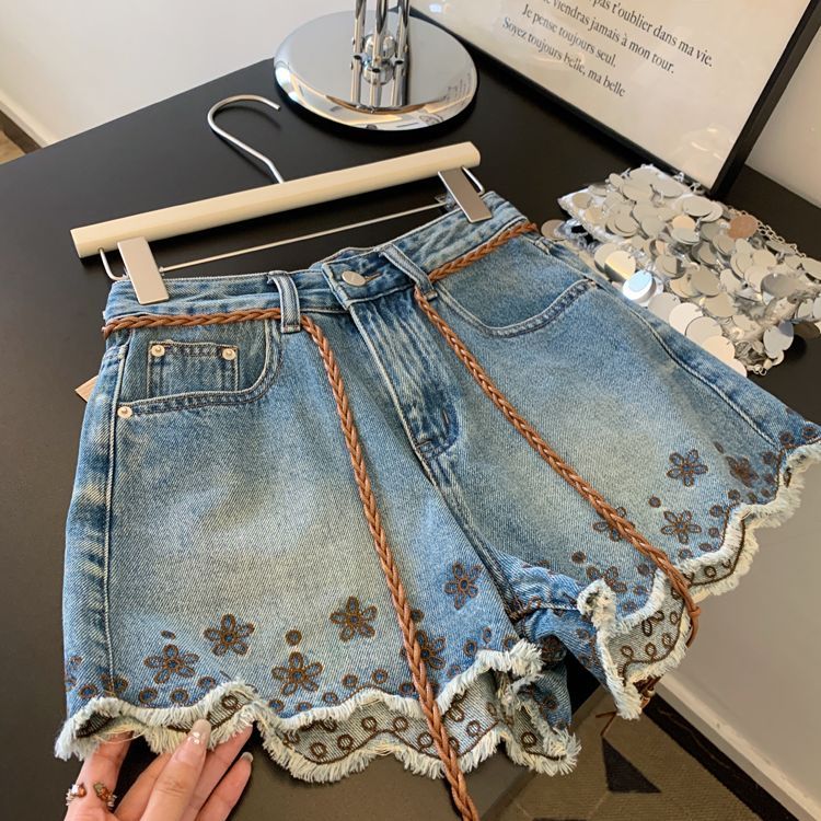 Shorts Jeans Vintage Respiráve - Shorts Denim Frayed avaliação e preço