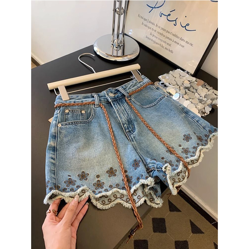 Shorts Jeans Vintage Respiráve - Shorts Denim Frayed avaliação e preço