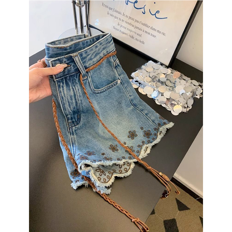 Shorts Jeans Vintage Respiráve - Shorts Denim Frayed avaliação e preço