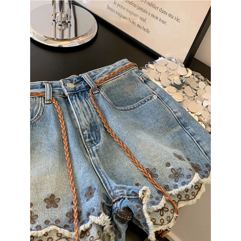 Shorts Jeans Vintage Respiráve - Shorts Denim Frayed avaliação e preço