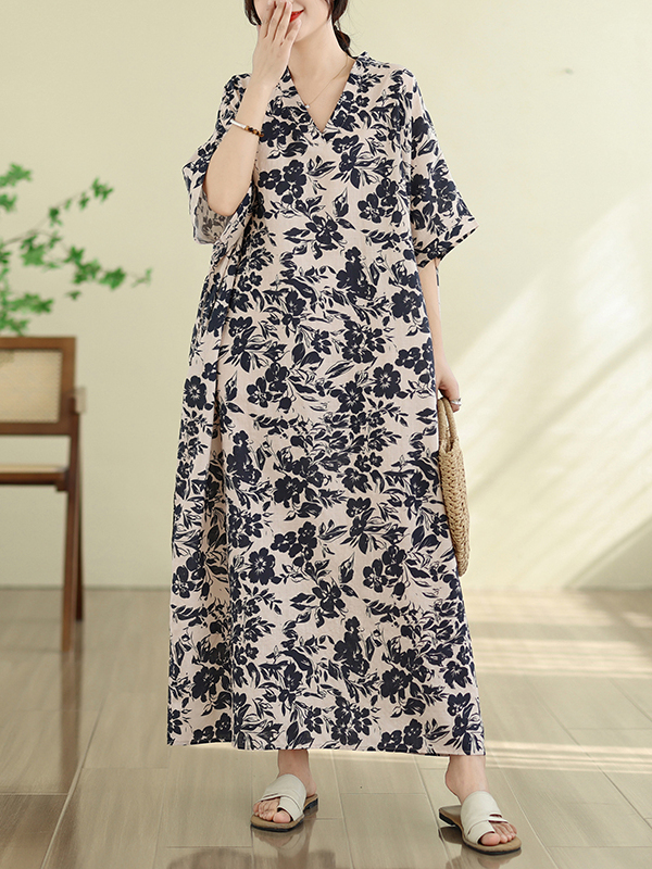 Vestido Longo Feminino Retrô F - Linen Dress Wrap avaliação e preço