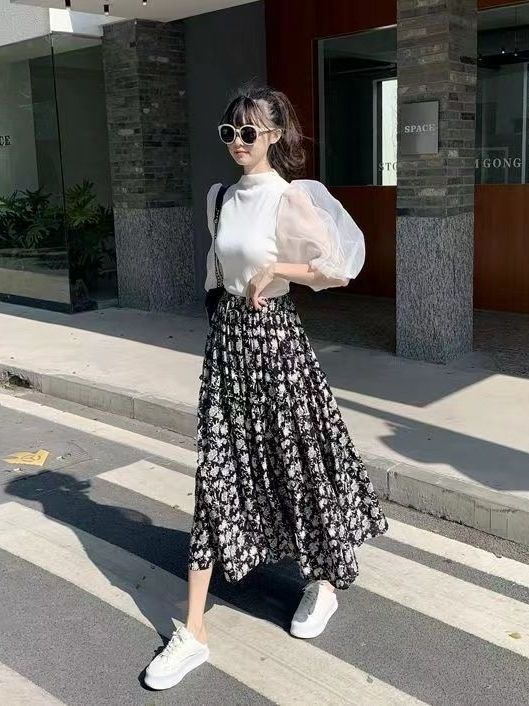 Saia Midi A-Line com Estampa F - Midi Skirt Floral avaliação e preço