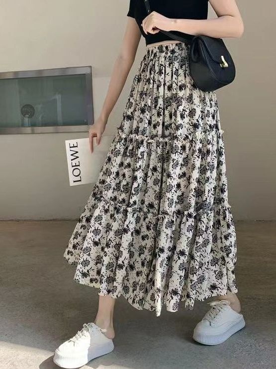 Saia Midi A-Line com Estampa F - Midi Skirt Floral avaliação e preço